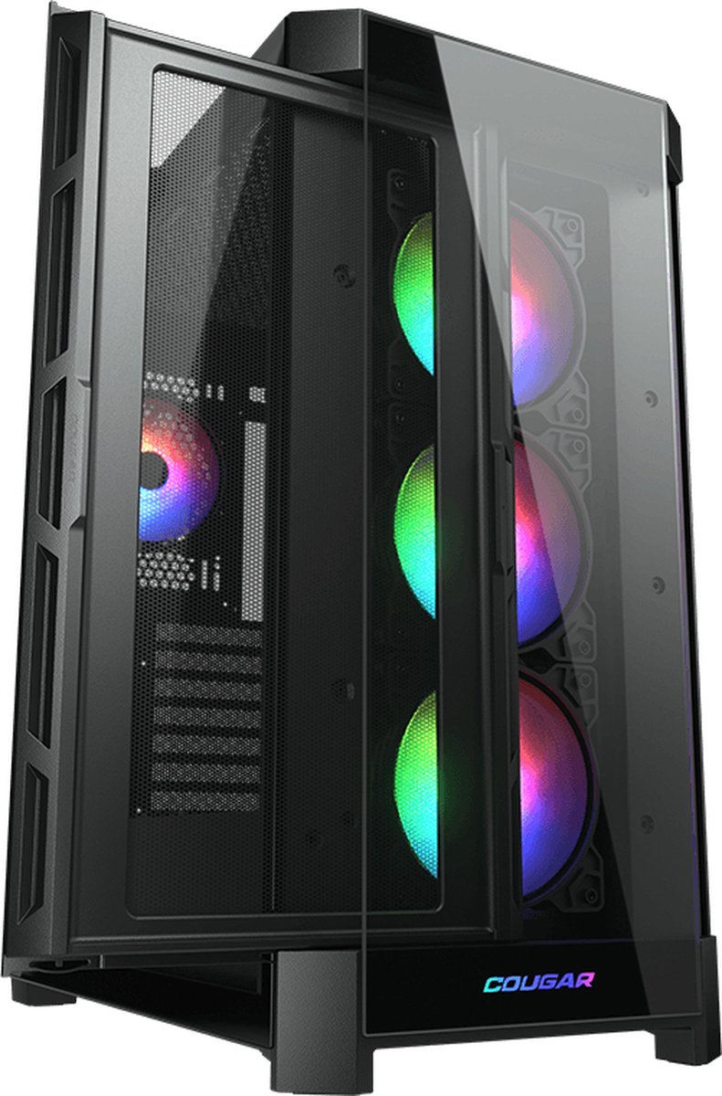 COUGAR Gaming DUOFACE PRO RGB Mid Tower Pc Behuizing met 2 frontpanelen - Zwart