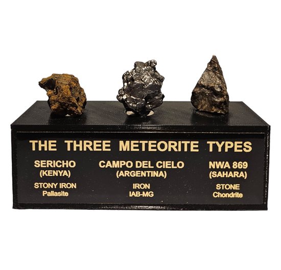 Véritables météorites sur un magnifique support - Livré avec certificat - Pièce Uniek - Pierres précieuses - Astrologie