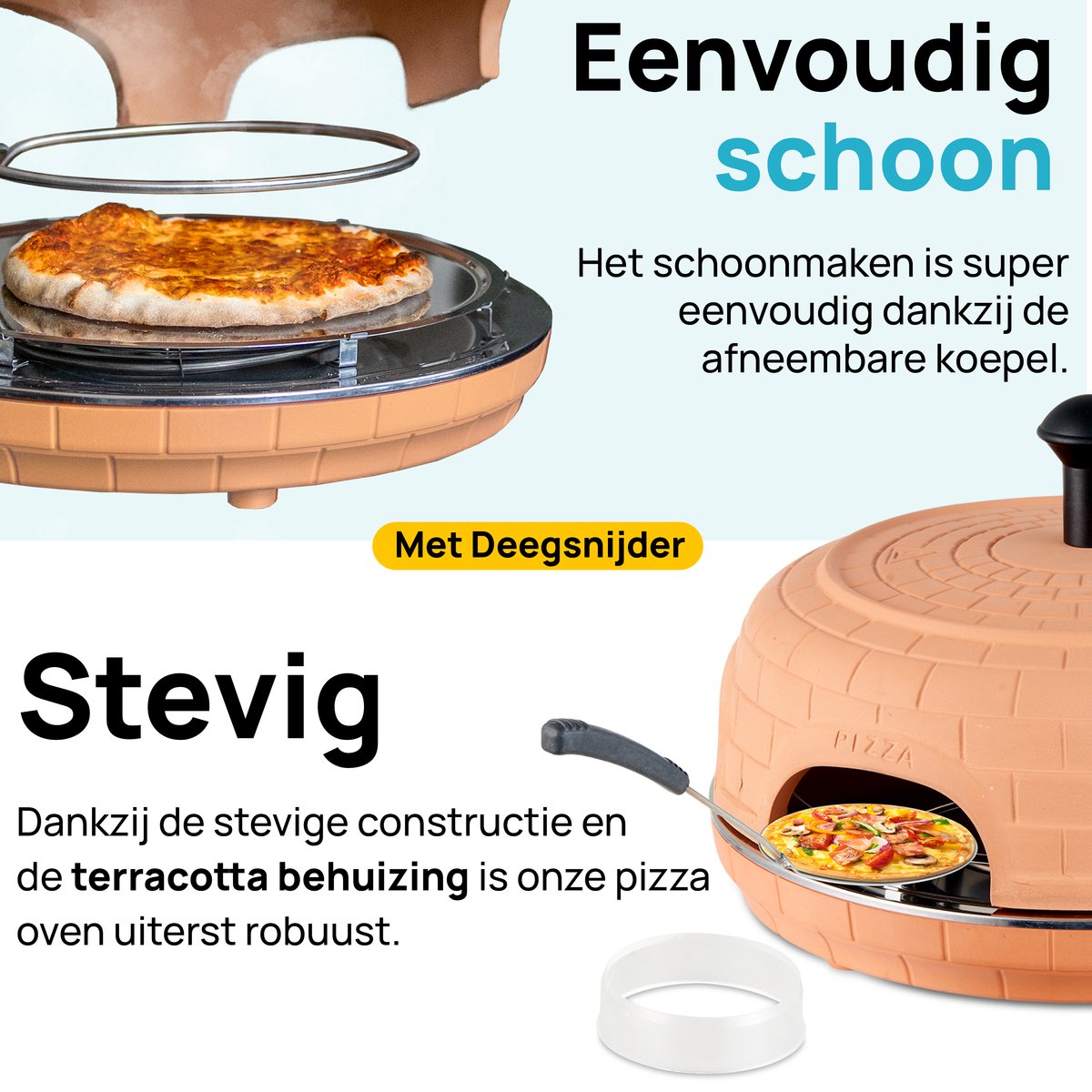 MOA Pizza Oven voor 6 Personen - 6 Bakspatels - Terracotta Koepel - RVS Bakplaat – foto 3