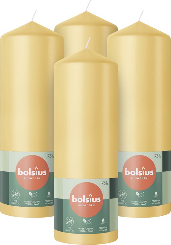 Bolsius - Gladde Stompkaarsen - 20cm - 4 stuks - Beige