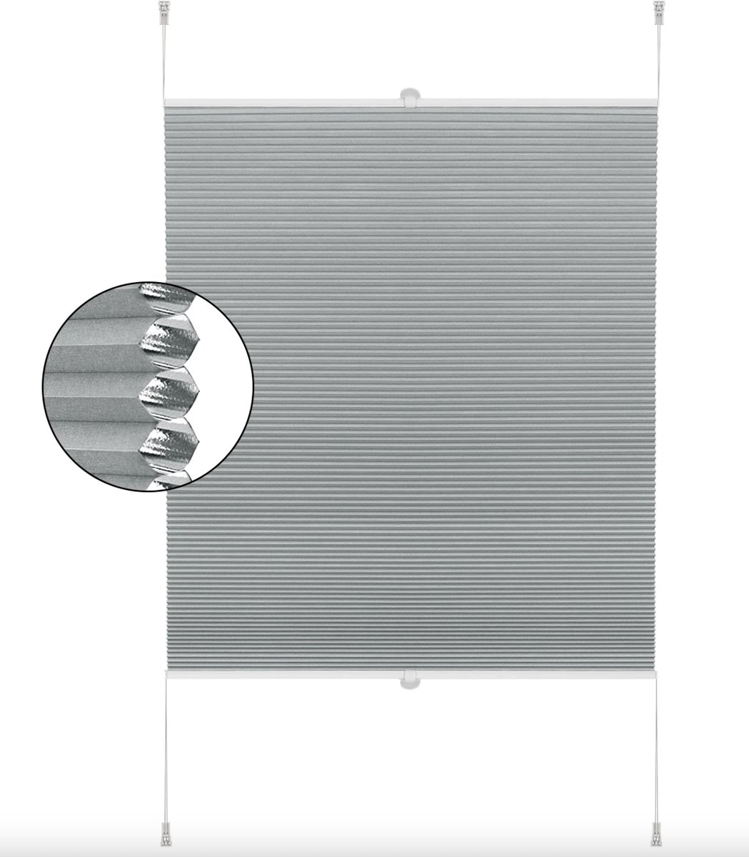 Luxe Honinggraat gordijn - 70x130cm Rolgordijn - Grijs - Lichtdoorlatend - Isolerend - Zonder boren - Polyester