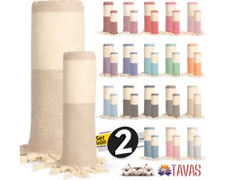 Rome Set van 2 | Hamamdoek 100x180 cm en Handdoek 50x90 cm 100% Katoen Spa Backpack Sauna Strandlaken Beige