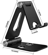 Mobiele Telefoonstandaard Verstelbaar Opvouwbare Aluminium Tablet Standaard Verstelbaar Compatibel met 4-10 inch Mobiele Telefoons en Tablets, Zwart