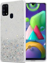 Cadorabo Hoesje geschikt voor Samsung Galaxy M31 in Transparant met Glitter - Beschermhoes van flexibel TPU silicone met fonkelende glitters Case Cover Etui