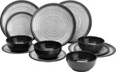 Flamefield melamine servies graniet grijs - 12-delige set