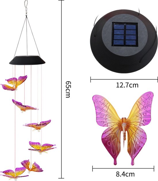 Papillon Solar LED  Carillons éoliens solaires papillon éclairage
