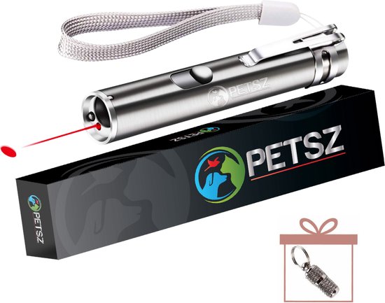 PETSZ Kattenspeeltjes - Laserpen - Laser - Kattenspeelgoed - USB - RVS Opbergblikje