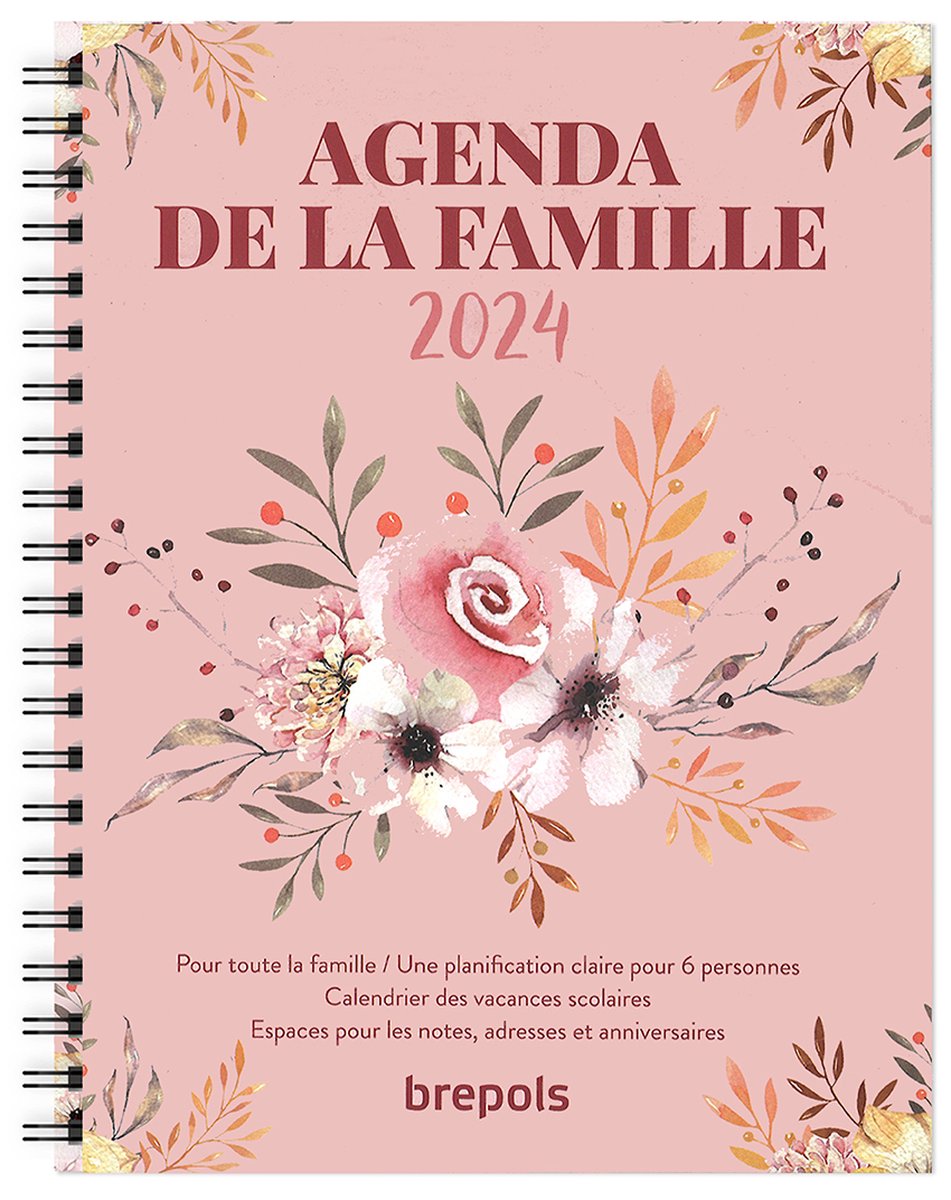Agenda 2024 de Brepols • Journal de famille FR • Aperçu hebdomadaire  pratique • fil-o