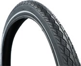 Zwarte fietsband met reflecterende witte streep en grof profiel.