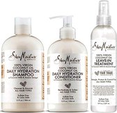Shea Moisture 100% Virgin Coconut Oil - Shampoo  Conditioner & Leave-In set - Set of 3