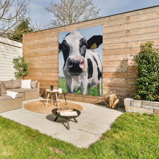 Décoration murale extérieure Vache - Pâturage - Nature - Animaux - Herbe - 120x160 cm - Toile jardin - Poster extérieur