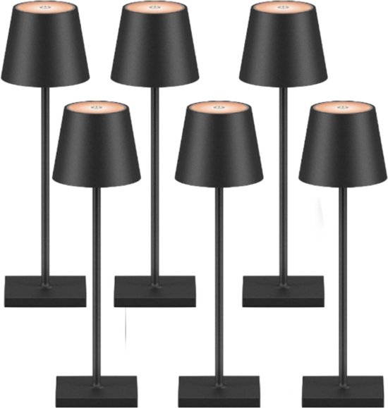 Lampe de table rechargeable - Zwart - Dimmable - Étanche - Aluminium - 3  couleurs de