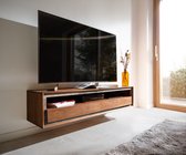 Tv-meubel Stonegrace 145 cm acacia bruin steenfineer 2 laden 1 legbord zwevend
