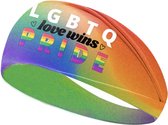 GoedeDoelen.Shop | Hoofdband Love Wins Rainbow | Bandana | Pride | Sportband | Statement | Unisex | Love Wins | Love Is Love | One Size