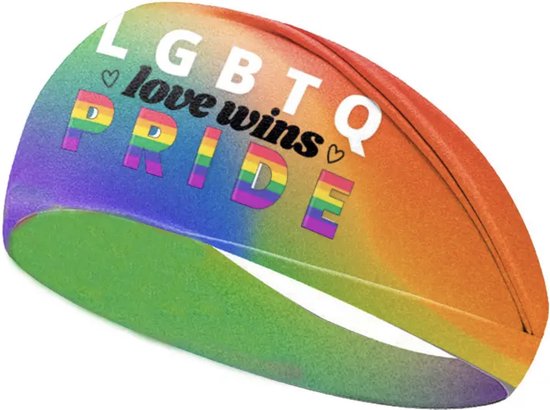 GoedeDoelen.Shop | Hoofdband Love Wins Rainbow | Bandana | Pride | Sportband | Statement | Unisex | Love Wins | Love Is Love | One Size