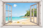 Tuinposter Doorkijk - Strand - Zand - 90x60 cm - Tuindoek - Buitenposter