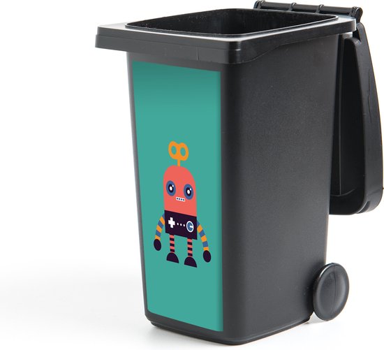 Container sticker Robot - Speelgoed - Gezicht - Roze - Jongens - Kinderen - 44x98 cm - Kliko sticker