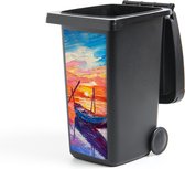 Container sticker Schilderij - Boot - Olieverf - Water - 44x98 cm - Kliko sticker