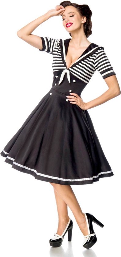 Belsira - Navy Style Swing jurk - XL - Zwart