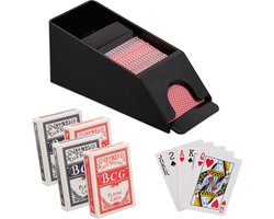 kaartverdeler - voor speelkaarten - 4 decks - blackjack - 10 x 10 x 25 cm - kaartenslof - baccarat - zwart