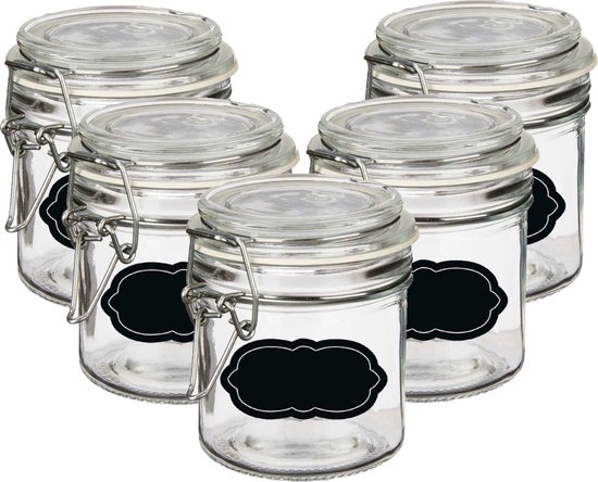 Weckpot/inmaakpot - 10x - 250 ml - glas - met beugelsluiting - incl. etiketten