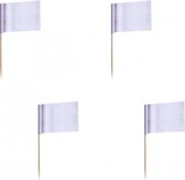 Cocktailprikkers blanco - 1000x - wit - 8 cm - vlaggen prikkertjes