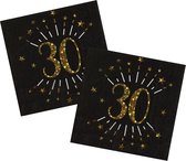 Serviettes de fête d'anniversaire âge - 20x - 30 ans - or - 33 x 33 cm