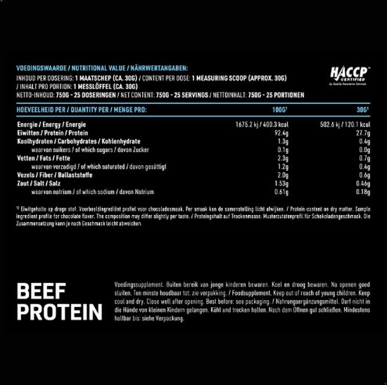 Pure. Beef Protein - Chocolade - 750g - eiwitpoeder - glutenvrij en lactosevrij — afbeelding 2