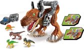 Jouet dinosaure - T- Rex mécanique - Modèle dinosaure - Groot taille (30 x 36 x 12 cm) - avec 4 bébés dinosaures et 1 remorque blindée
