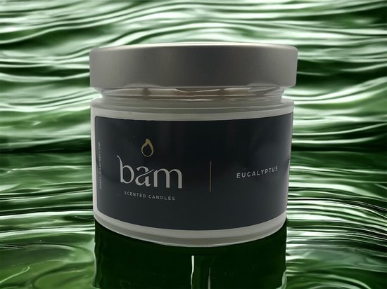 BAM kaarsen - geurkaars eucalyptus - 60 branduren - op basis van zonnebloemwas - cadeau - vegan