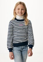 Striped Balloon Sleeved Trui Meisjes - Navy - Maat 158-164