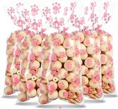 25 doorzichtige cellofaan zakjes met roze honden pootjes - hond - traktatie - bedankje - give away - huisdier