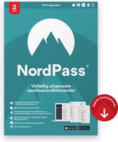 NordPass Premium - Password Manager - 6 Apparaten - 2-jarig Abonnement - PC & Telefoon Download