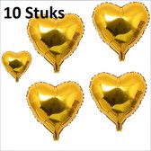 Ballonnenset Hart | Goud | 10 stuks met Gouden Lintrolletje | Folieballonnen | 45cm | Helium ballon | Valentijn | Huwelijk