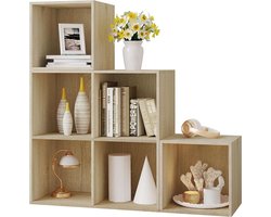 Happyment Luxe Boekenkast Fada- 6 Vakken - Oak - Boekenkast - Boekenrek - Woonkamer, slaapkamer en kinderkamer - Hout - 90x90x30cm