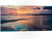 PVC Schuimplaat- Water - Zee - Bootjes - Wolken - Zonsondergang - 100x50 cm Foto op PVC Schuimplaat