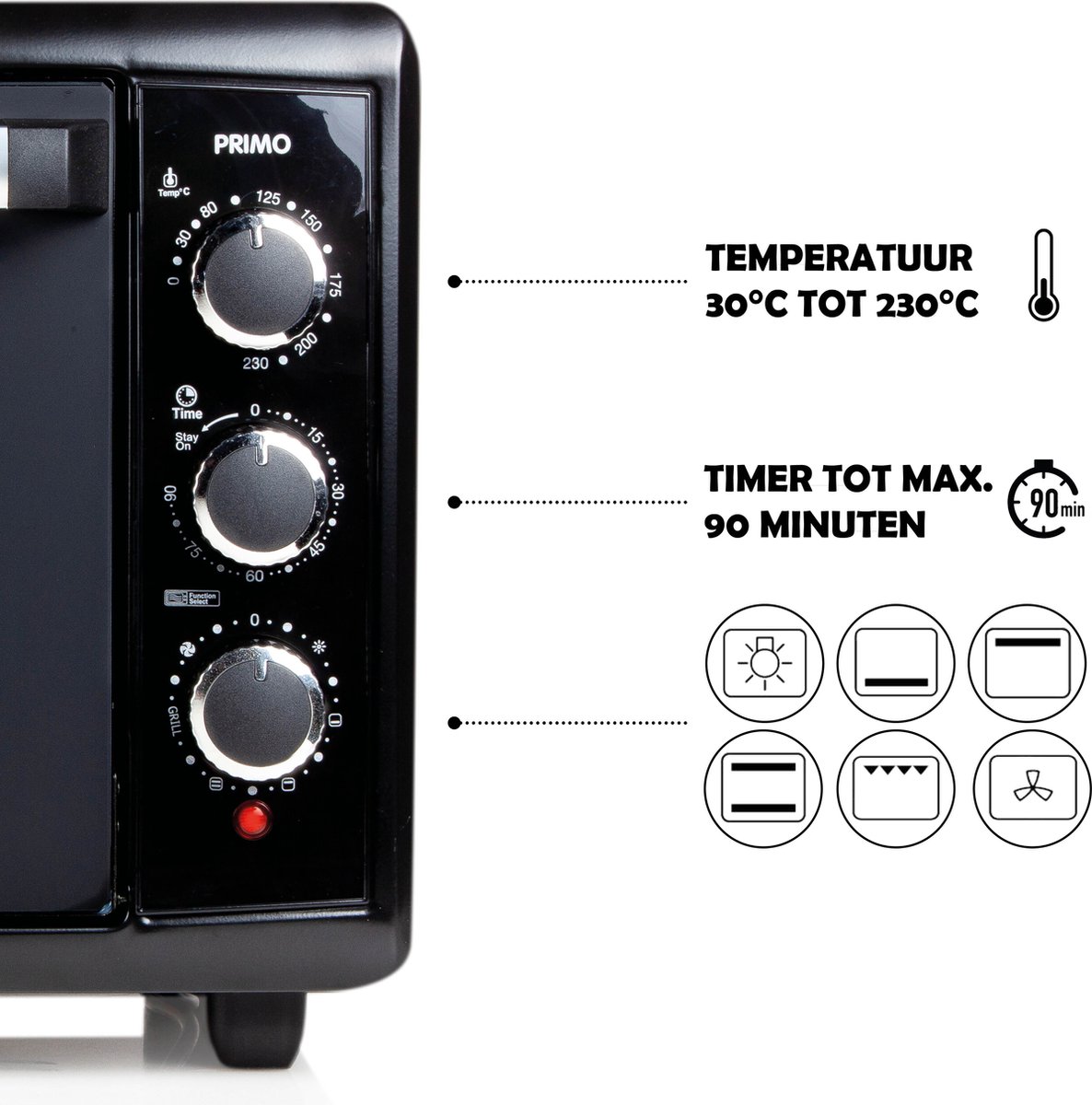 Mini four / Four posable Primo PR253OV Four Multifonction - 42L -  Convection - Grill - 1500W - Noir - Pose libre