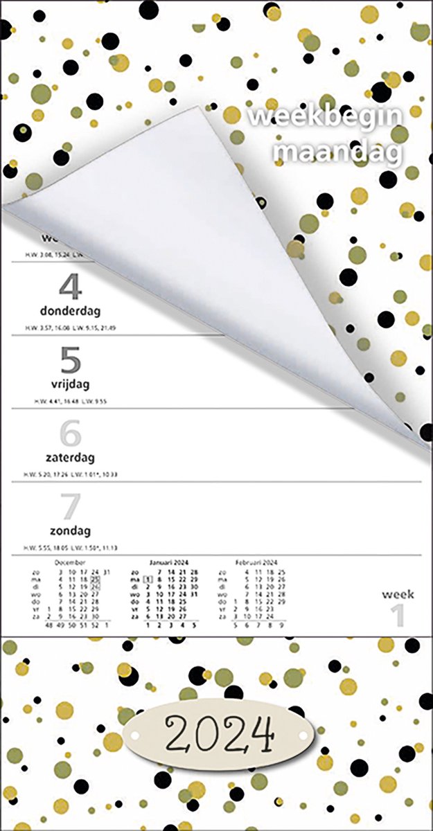MGPcards - XL Minikalender 2024 - Wire O - Week begint op Maandag - Stippen