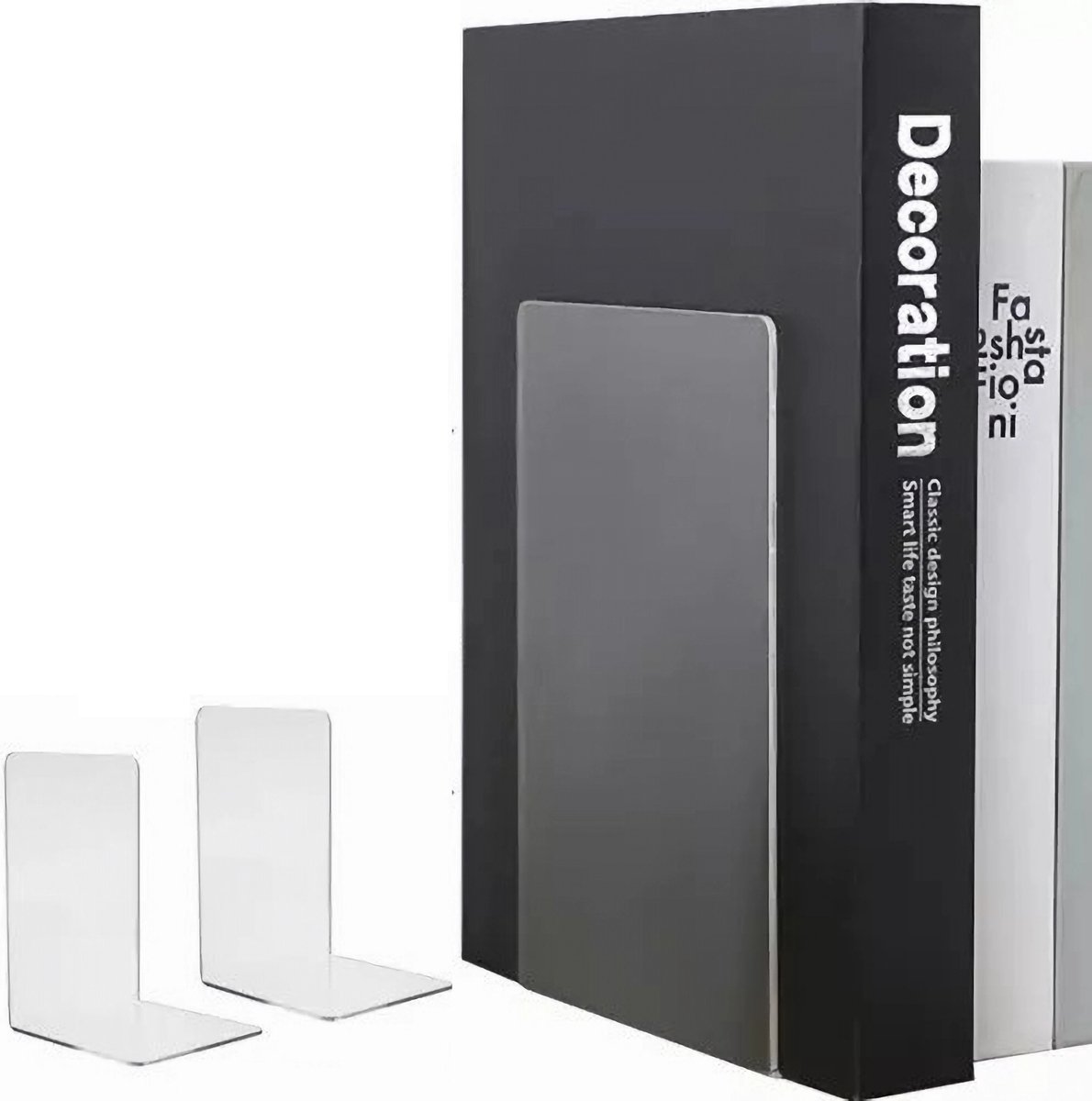 Set van 2 Doorzichtige Boekensteunen - Plexiglas - Transparant - 18,5 x 12 x 12 cm - Boekenstandaard - Boekensteun - Boekenhouder - Book Holder