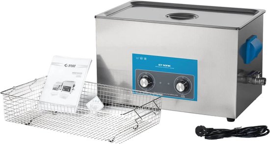 GT-Sonic 2120QT ultrasoon reiniger - 20 liter RVS ultrasone reiniger - 40kHz ultrasoon reinigingsapparaat - Ultrasoonreiniger incl. korf en deksel