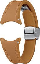 Samsung Watch D-Buckle Hybrid Leather Band - Geschikt voor Samsung Galaxy Watch6 (Classic) - S/M - Slim - Camel