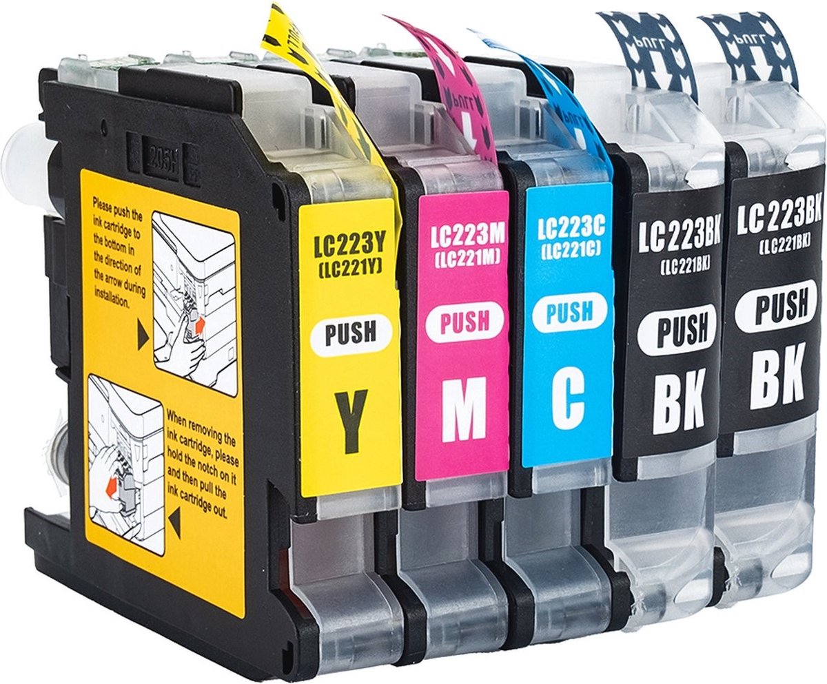 Inktcartridges voor Brother LC223 | Multipack van 5 cartridges voor MFC J5320DW - J4120DW - J4420DW - J880DW - J480DW - J4620DW - J5620DW - J680DW - J5625DW - J4625DW - J5720DW