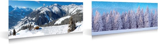 Achtergronddoek dubbelzijdig wintersport en bos 98x33 cm