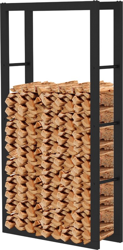 Zettum metalen haardhoutrek buiten 121 x 35 x 121 CM, haardhoutrek met deksel 600D PU-coating, waterdichte houtopslag voor haardhout, haardhoutbeschutting voor tuinterras