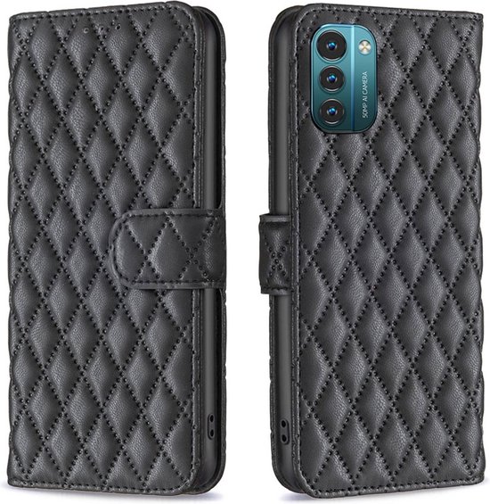 BINFEN Rhombus Book Case - Coque Nokia G11 / G21 - Zwart