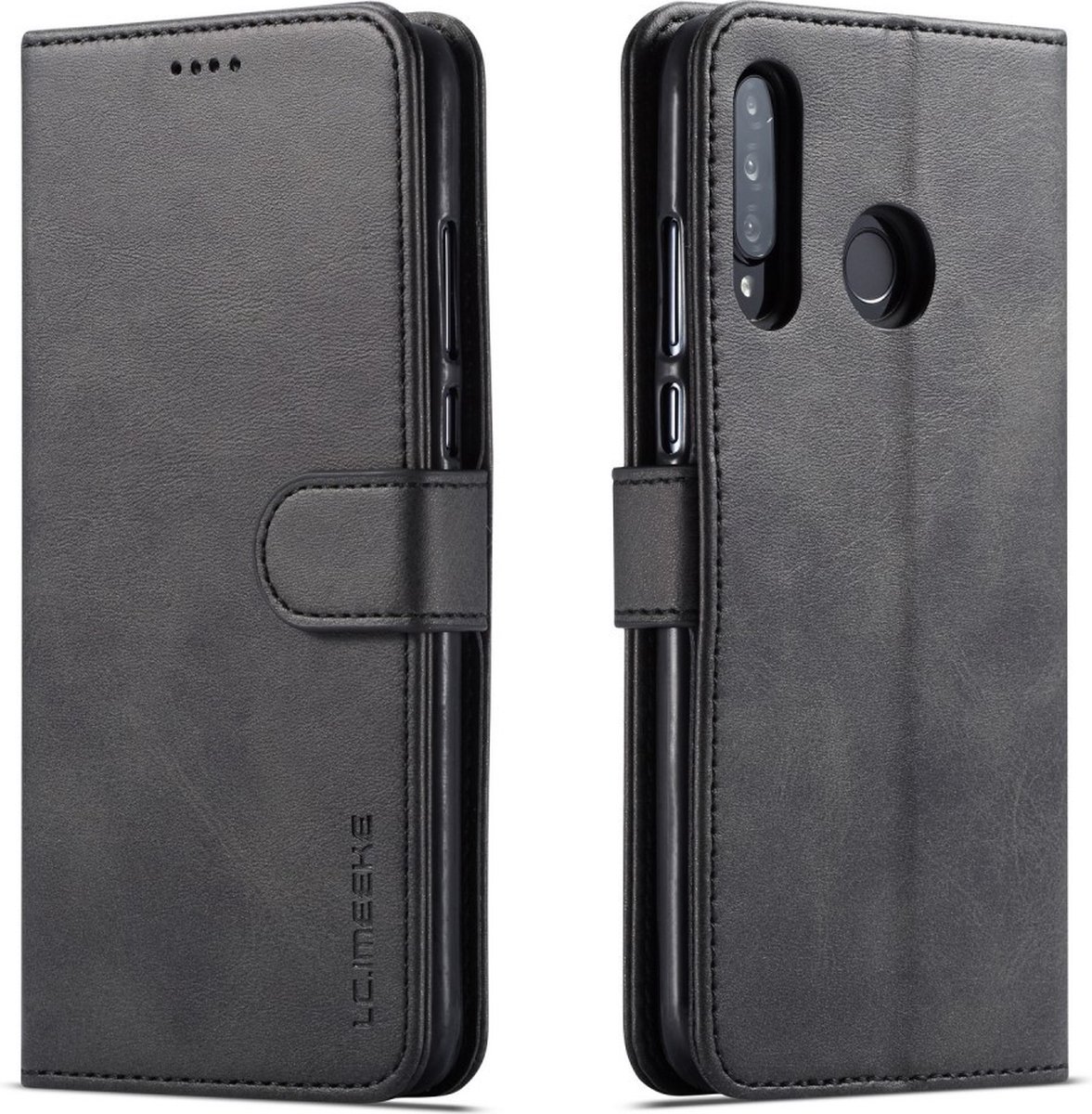 LC.IMEEKE Hoesje - Geschikt voor Huawei P30 Lite Hoesje - LC.IMEEKE Luxe Book Case - Zwart
