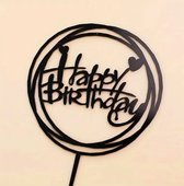 10 stuks Happy Birthday Taart Topper - taart topper - rond - Zwart - verjaardag topper - CAKE TOPPER -taarttopper -Bloemen Goud - Taart topper - Cake topper - Happy birthday - Verjaardagstaart topper - Verjaardag