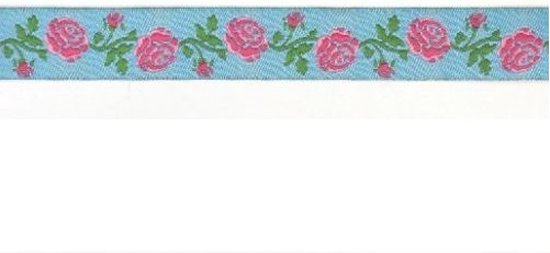 Foto: Sierband hobbyband lint roosjes 20mm 5 meter blauw roze groen