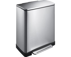 EKO - E-Cube recycling pedaalemmer 28+18 liter - Stainless steel Plastic - mat RVS - Prullenbak