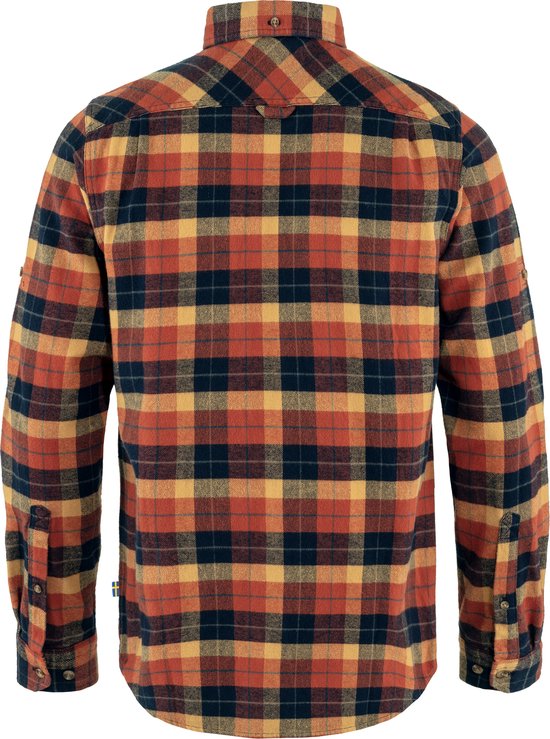 FJALLRAVEN - Singi Heavy Flannel Shirt - Heren - Blouse - Autumn leaf/Dark navy - Maat S